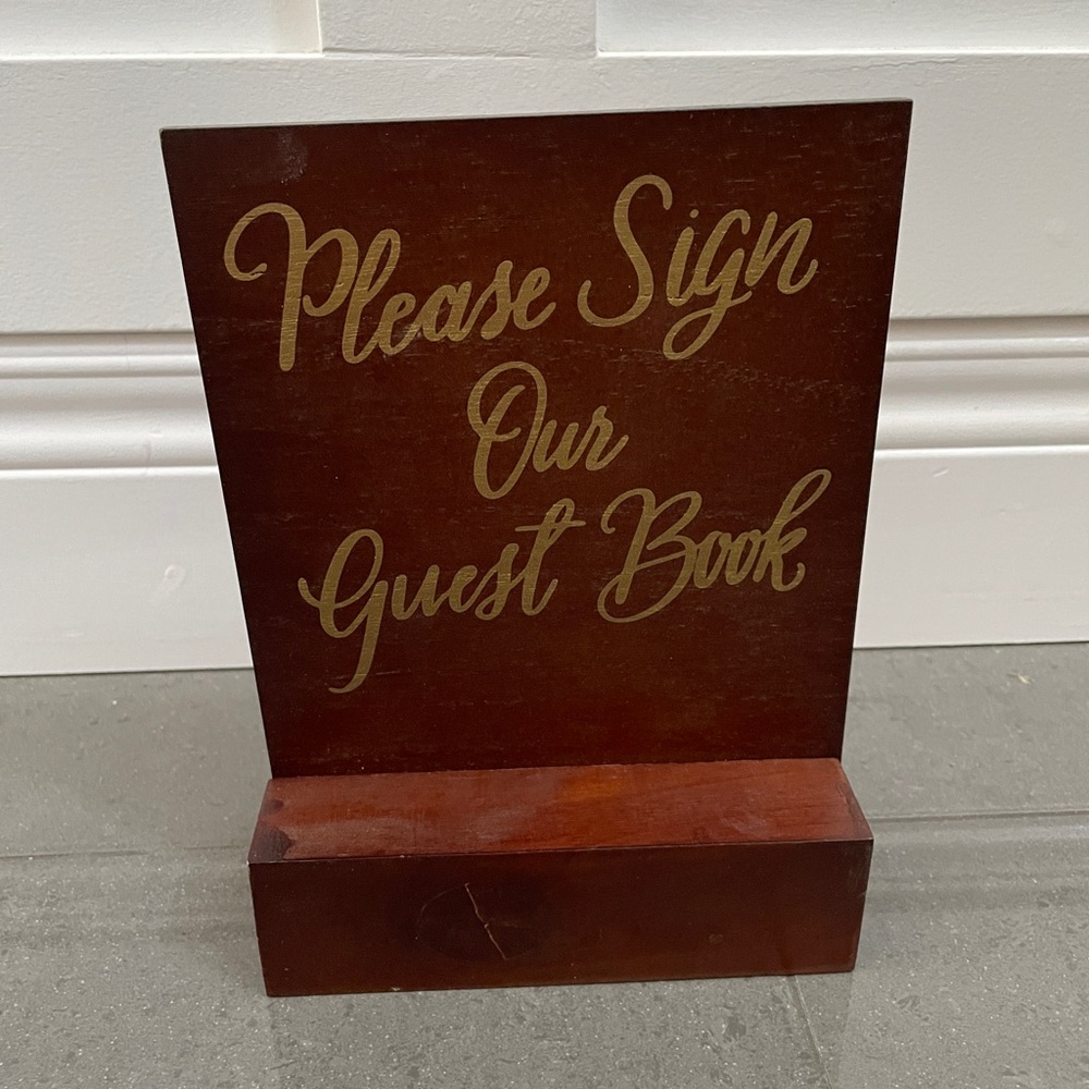 David Tutera Brown and Gold Guest Book Sign